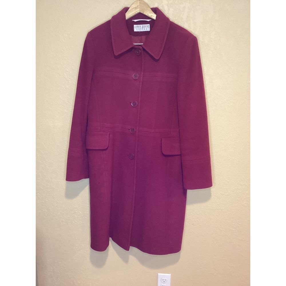 Vintage Larry Levine Lambswool and‎ Cashmere Women's Long Red Coat. Size 14.